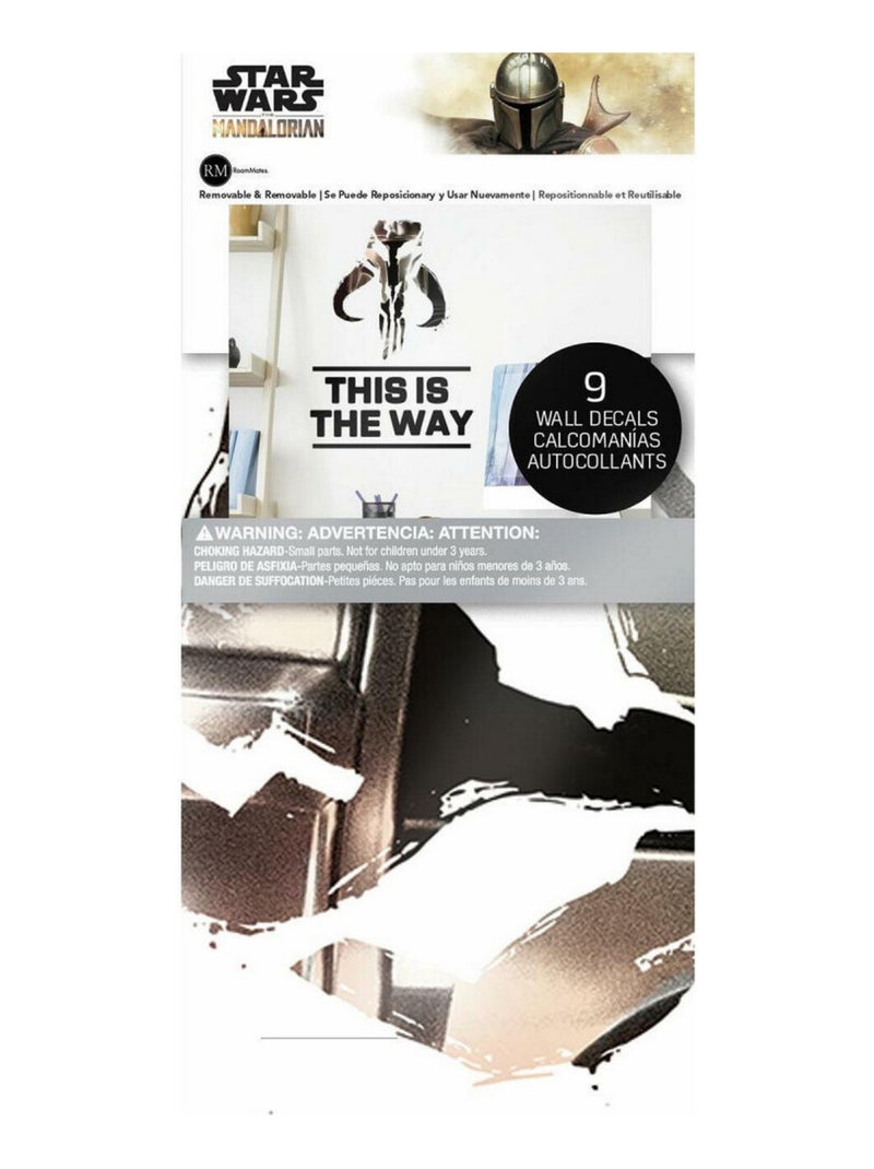 Sticker Mural Star Wars : The Mandalorian, logo -This is the way- Noir Noir - Kiabi