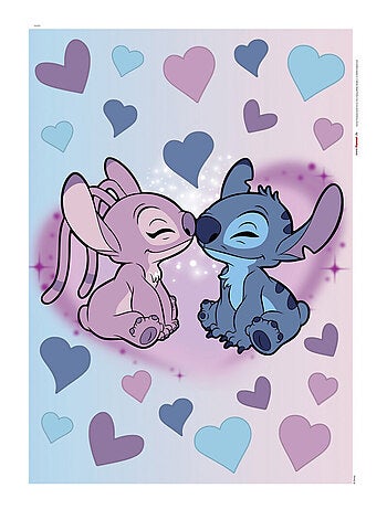 Sticker mural Stitch et Angel Câlins et Cœurs