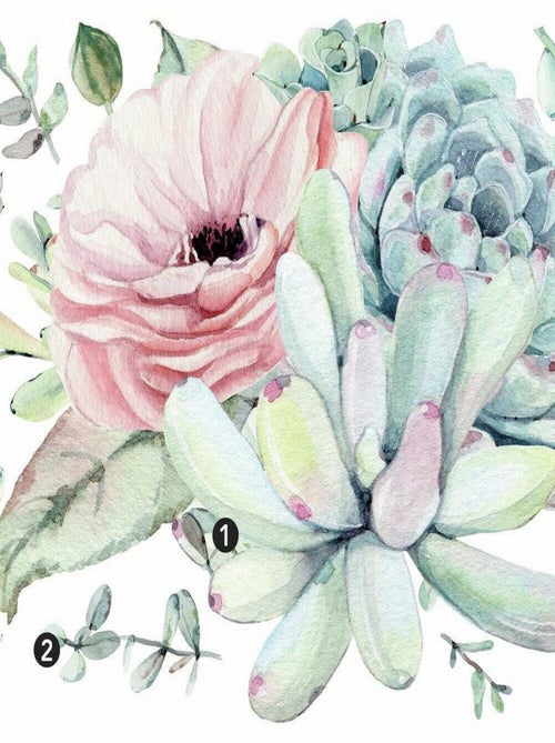 Sticker Mural Sublime Aquarelle Florale - Kiabi