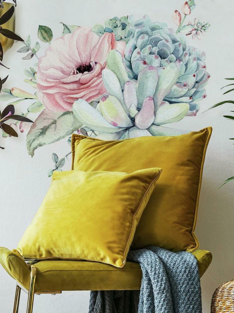 Sticker Mural Sublime Aquarelle Florale Rose - Kiabi
