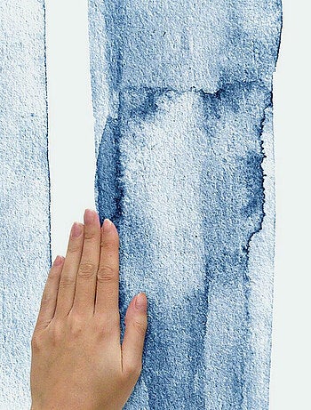 Sticker Mural Tracés Bleu en Aquarelle