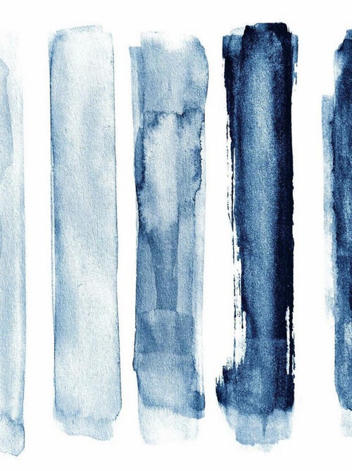 Sticker Mural Tracés Bleu en Aquarelle - Kiabi