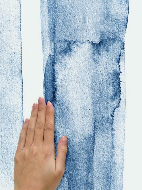 Sticker Mural Tracés Bleu en Aquarelle - Kiabi