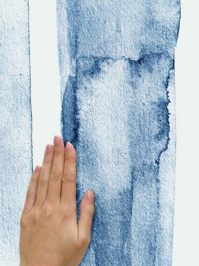 Sticker Mural Tracés Bleu en Aquarelle Bleu - Kiabi