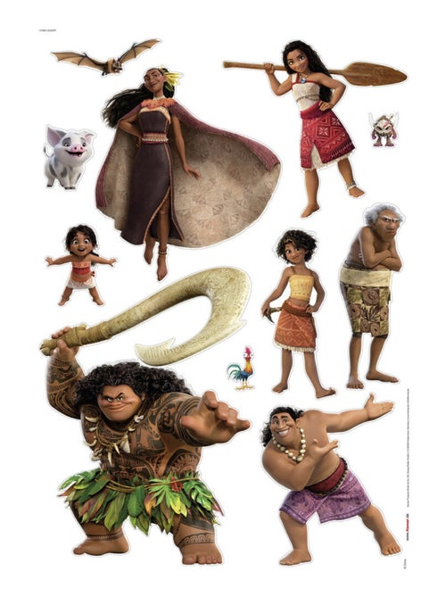 Sticker mural Vaiana et personnages de sa famille - Kiabi