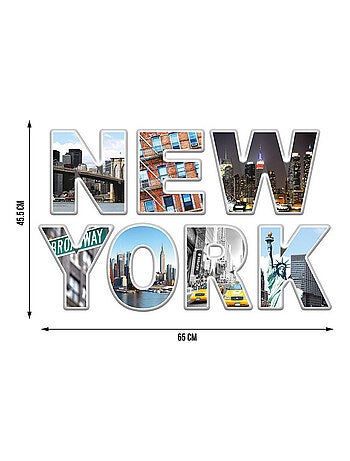 Sticker New York lettres avec vue manhattan - 1 planche 42,5 x 65 cm