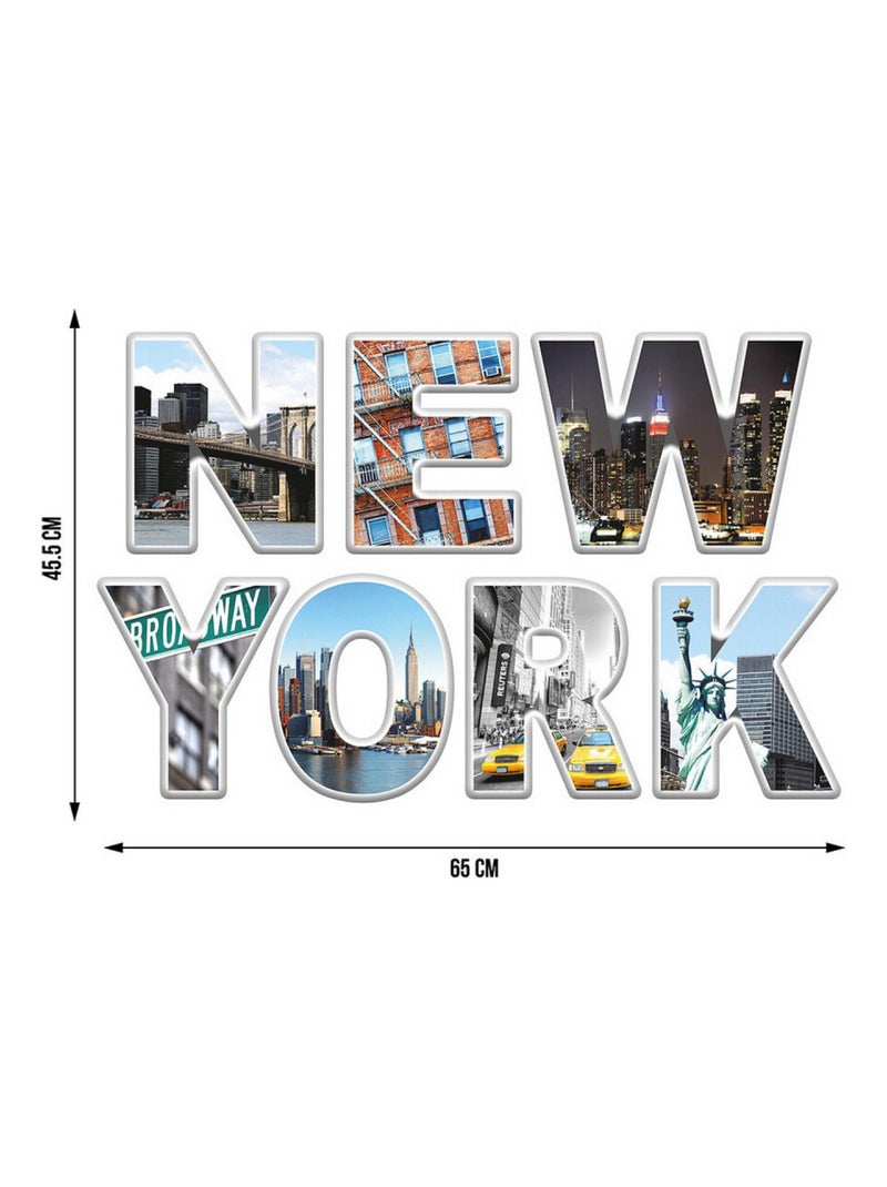 Sticker New York lettres avec vue manhattan - 1 planche 42,5 x 65 cm Multicolore - Kiabi
