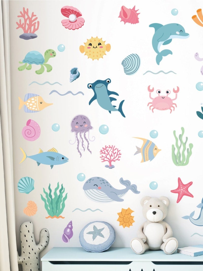 Sticker Océan 58 Stickers Blanc Multicolore - Kiabi