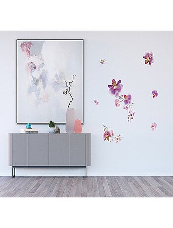 Sticker Orchidées roses et fushia - 1 planche 42,5 x 65 cm