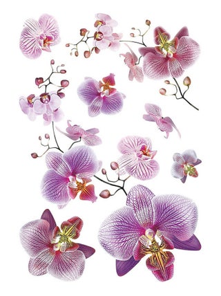 Sticker Orchidées roses et fushia - 1 planche 42,5 x 65 cm