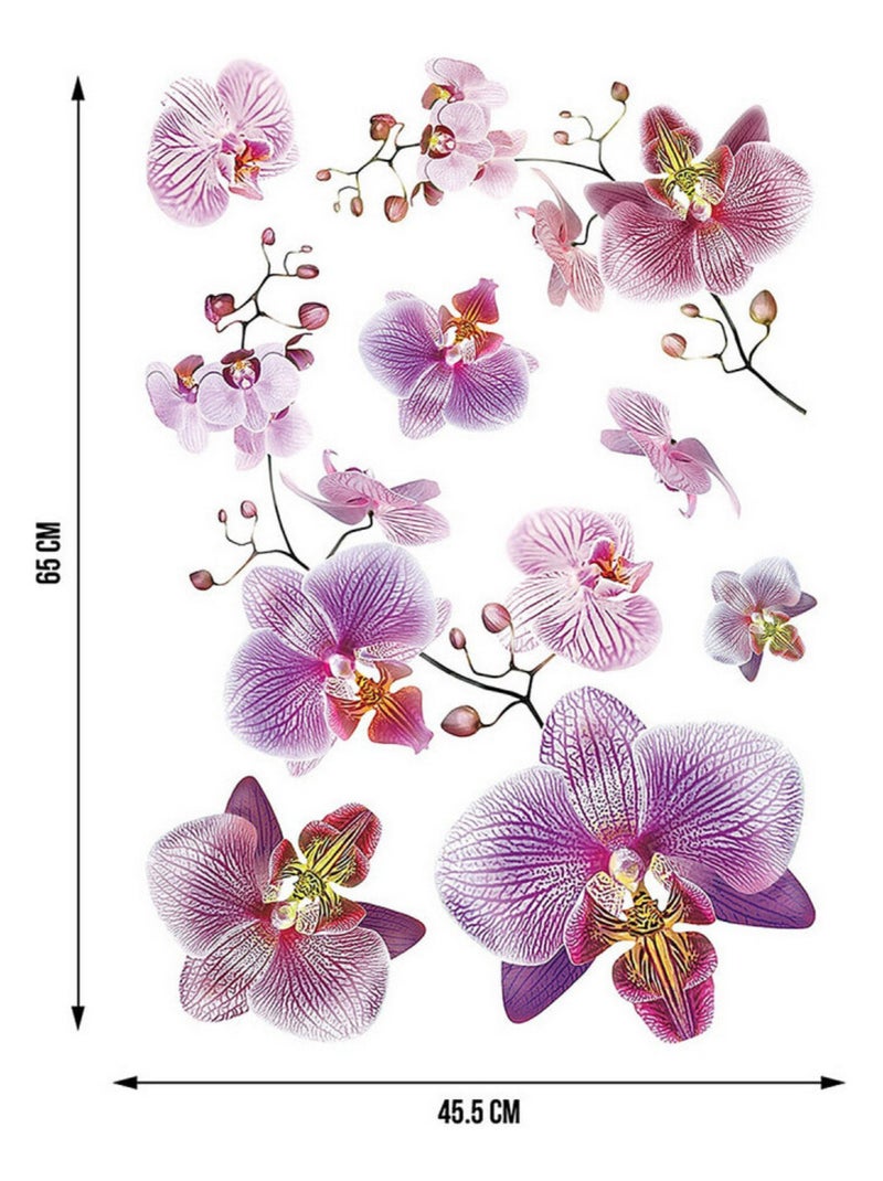 Sticker Orchidées roses et fushia - 1 planche 42,5 x 65 cm Multicolore - Kiabi