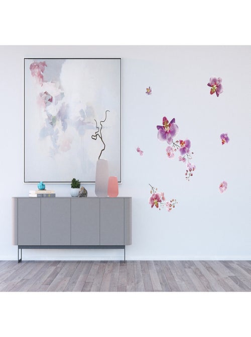 Sticker Orchidées roses et fushia - 1 planche 42,5 x 65 cm - Kiabi