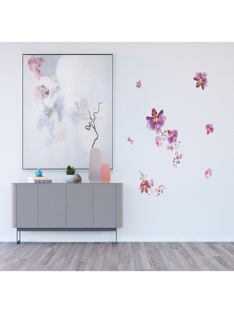 Sticker Orchidées roses et fushia - 1 planche 42,5 x 65 cm Multicolore - Kiabi