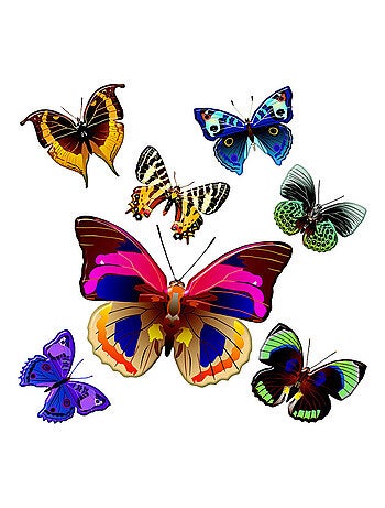 Sticker Papillons multicolore - 1 planche 30 x 30 cm