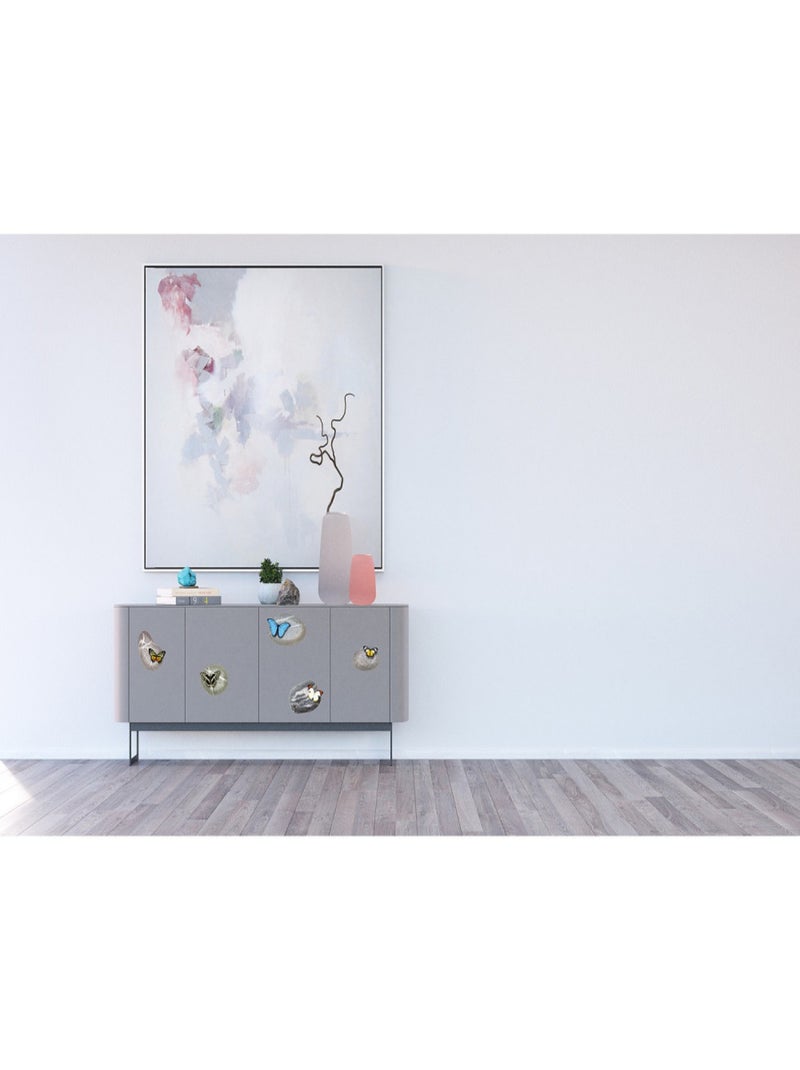 Sticker Papillons sur pierres de plage - 1 planche 30 x 30 cm Multicolore - Kiabi