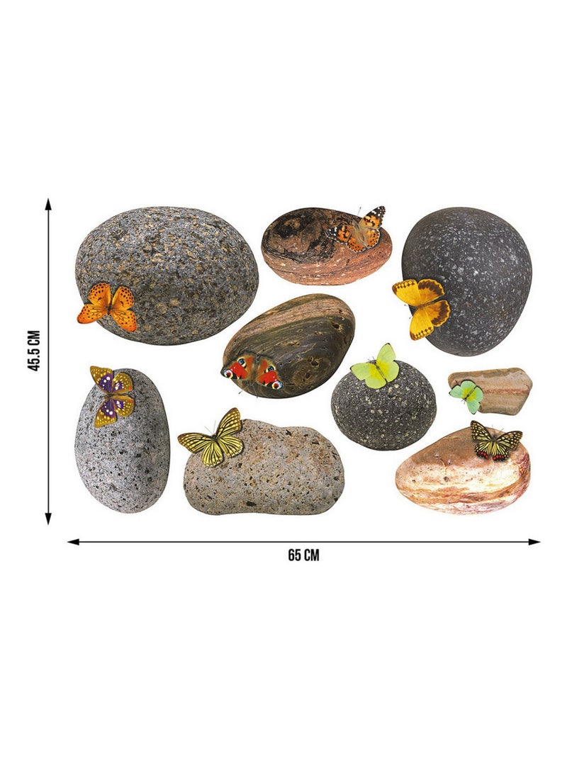 Sticker Papillons sur pierres de plage - 1 planche 42,5 x 65 cm Multicolore - Kiabi