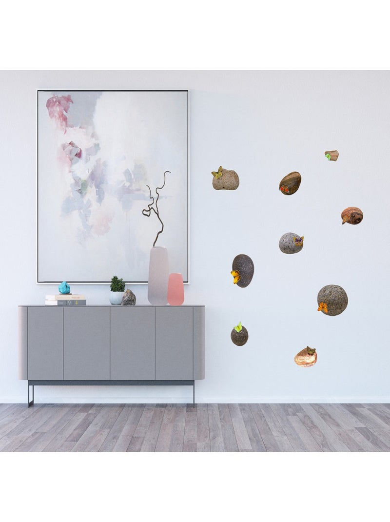 Sticker Papillons sur pierres de plage - 1 planche 42,5 x 65 cm Multicolore - Kiabi