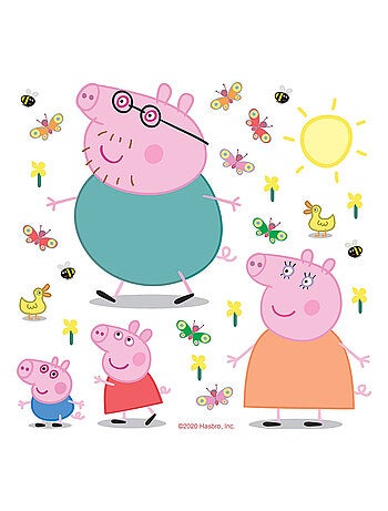 Sticker Peppa pig et sa famille - 1 planche 30 x 30 cm