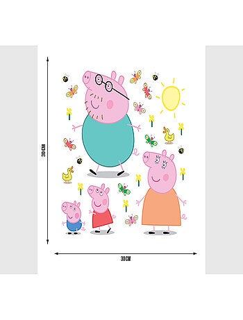 Sticker Peppa pig et sa famille - 1 planche 30 x 30 cm