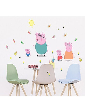 Sticker Peppa pig et sa famille - 1 planche 42,5 x 65 cm