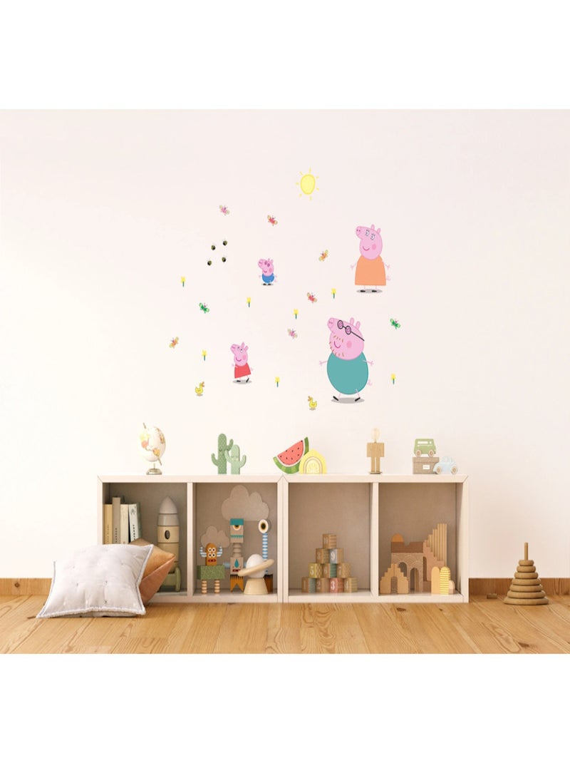 Sticker Peppa pig et sa famille - 1 planche 42,5 x 65 cm Multicolore - Kiabi