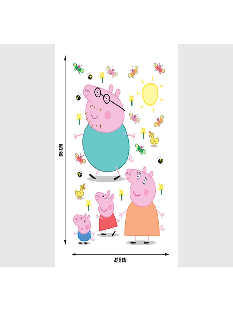 Sticker Peppa pig et sa famille - 1 planche 42,5 x 65 cm Multicolore - Kiabi