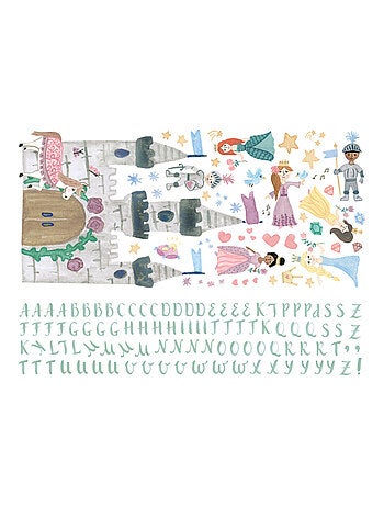 Sticker personnalisable Château Princesse et Prince