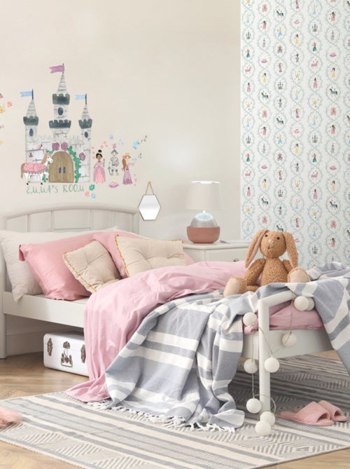 Sticker personnalisable Château  Princesse et Prince - Kiabi