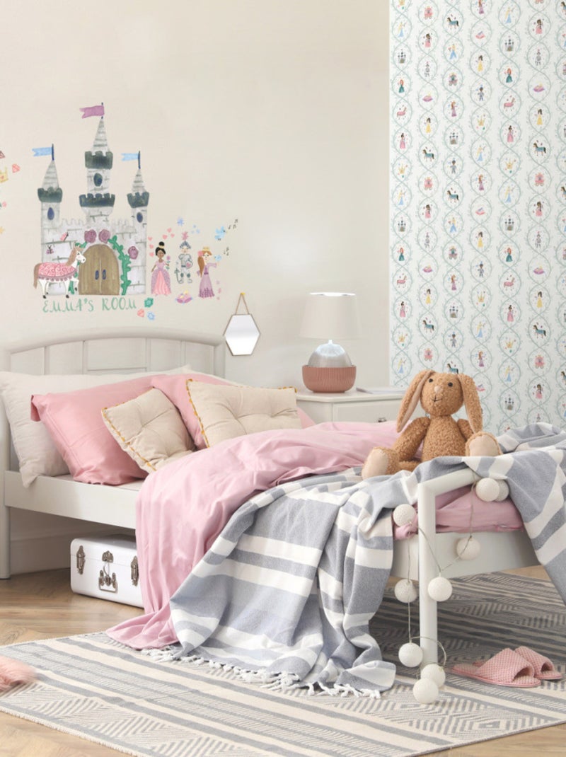 Sticker personnalisable Château  Princesse et Prince Multicolore - Kiabi