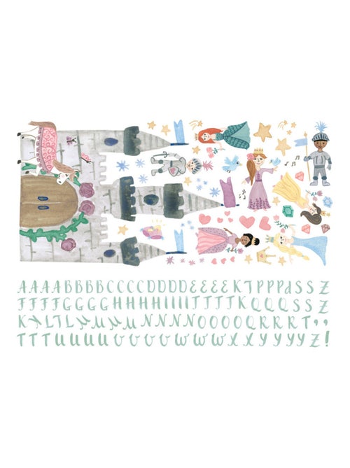 Sticker personnalisable Château  Princesse et Prince - Kiabi