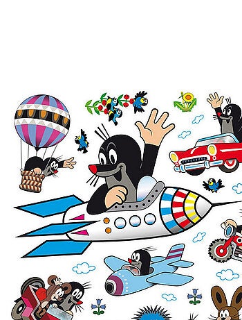 Sticker Petite taupe en fusée - 1 planche 30 x 30 cm