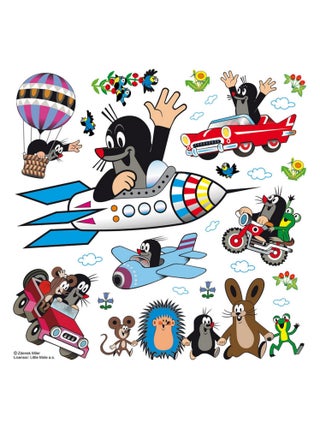 Sticker Petite taupe en fusée - 1 planche 30 x 30 cm
