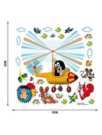 Sticker Petite taupe en hélicopter - 1 planche 30 x 30 cm