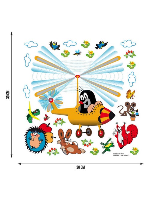 Sticker Petite taupe en hélicopter - 1 planche 30 x 30 cm - Kiabi