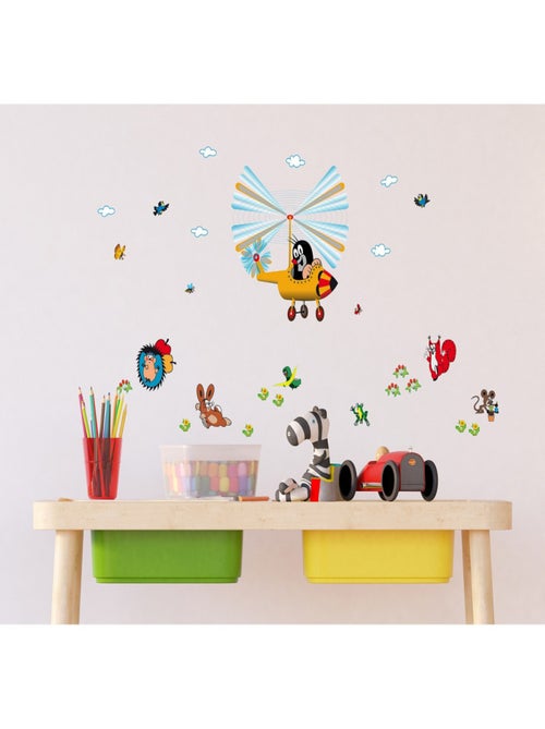 Sticker Petite taupe en hélicopter - 1 planche 30 x 30 cm - Kiabi