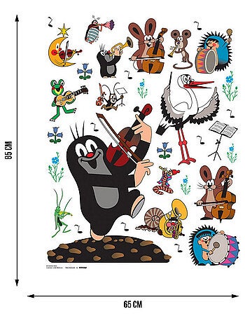 Sticker Petite taupe joue du violon - 1 planche 65 x 85 cm