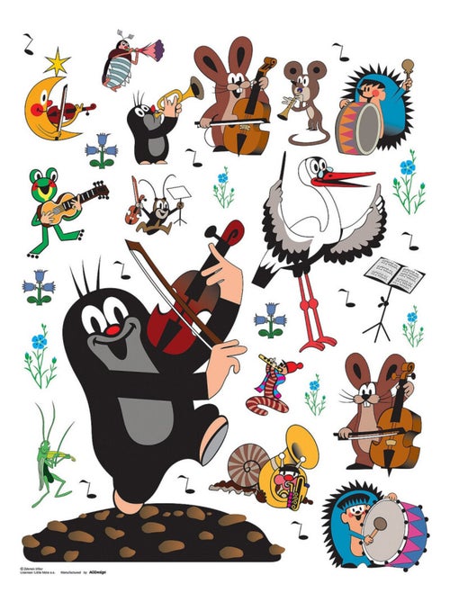Sticker Petite taupe joue du violon - 1 planche 65 x 85 cm - Kiabi