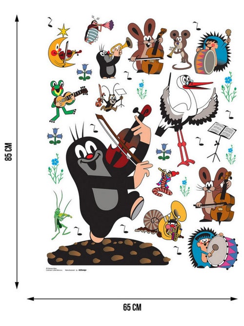 Sticker Petite taupe joue du violon - 1 planche 65 x 85 cm - Kiabi