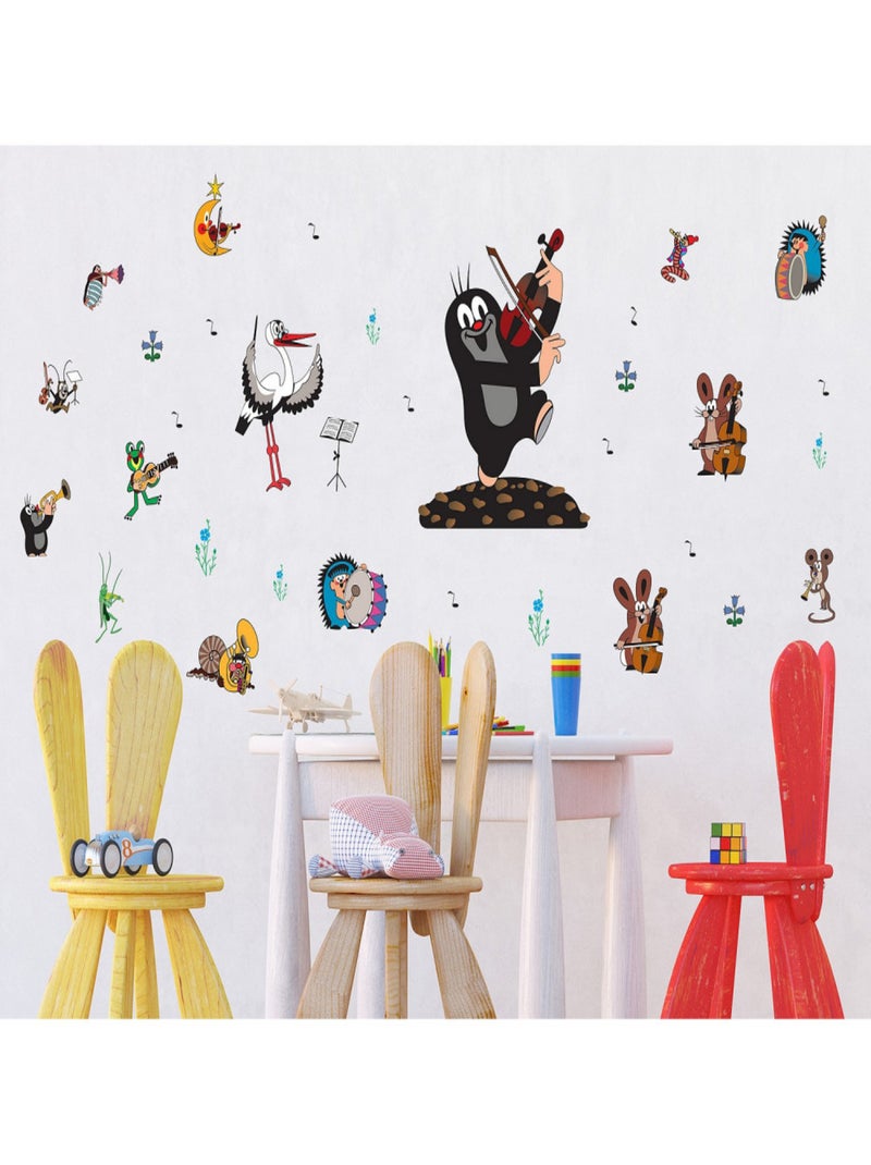 Sticker Petite taupe joue du violon - 1 planche 65 x 85 cm Multicolore - Kiabi