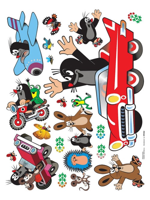 Sticker Petite taupe voiture rouge - 1 planche 65 x 85 cm - Kiabi