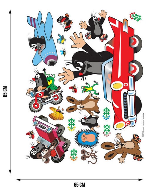 Sticker Petite taupe voiture rouge - 1 planche 65 x 85 cm - Kiabi