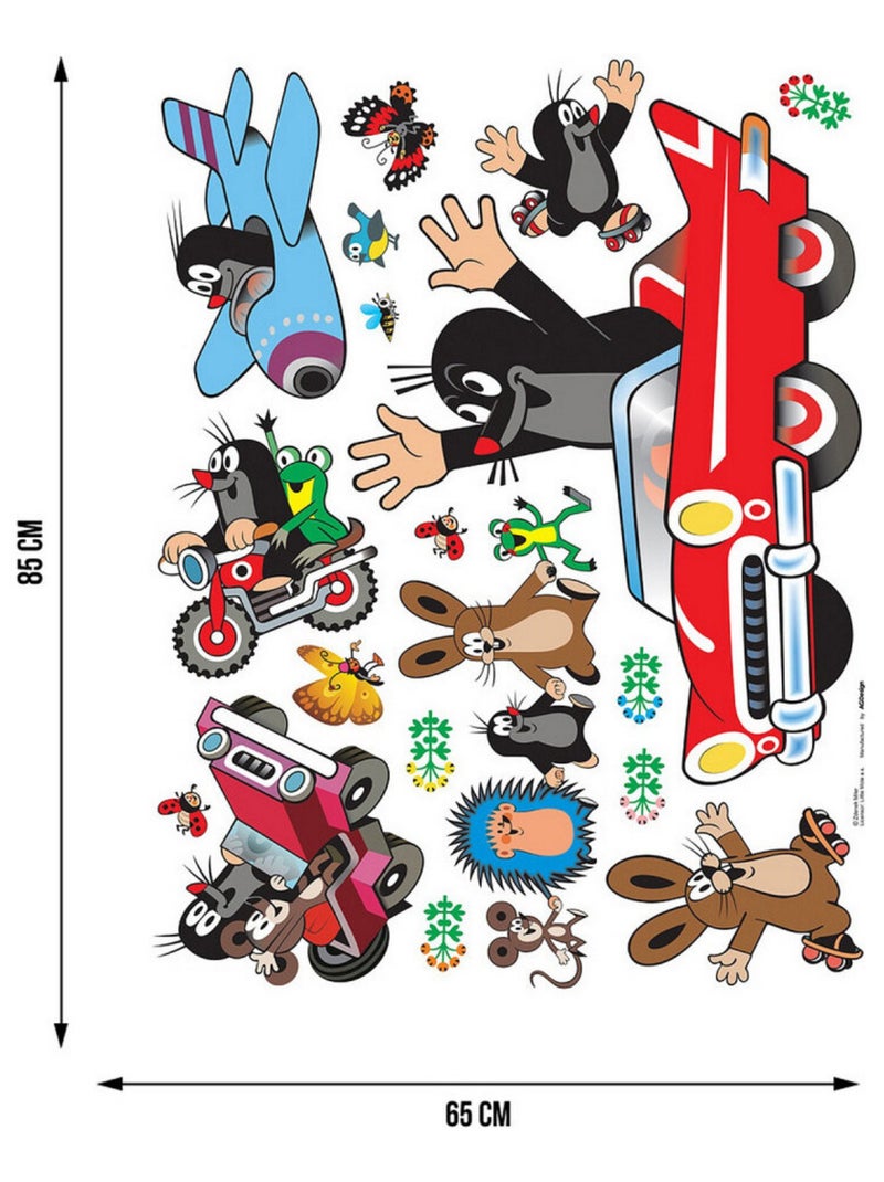 Sticker Petite taupe voiture rouge - 1 planche 65 x 85 cm Multicolore - Kiabi