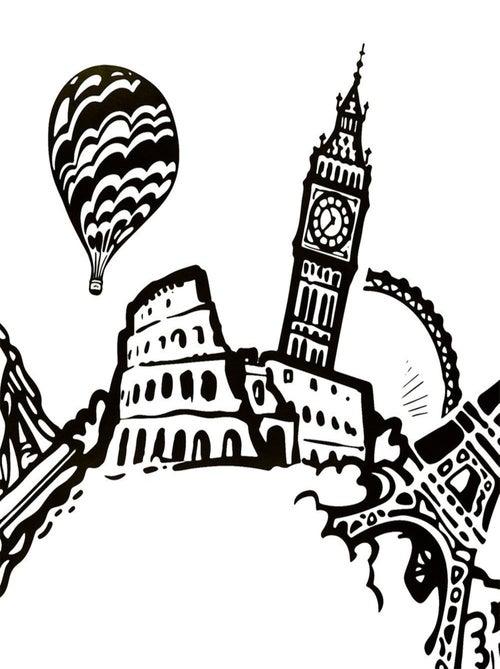 Sticker plat monde 60x60 cm - Kiabi