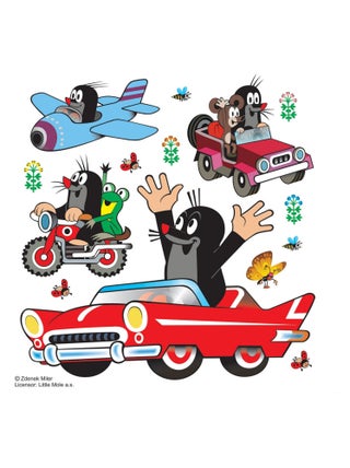 Sticker Taupe en voiture rouge - 1 planche 30 x 30 cm