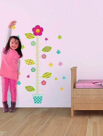 Sticker toise enfant à motifs fleurs
