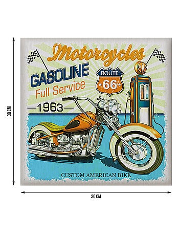 Sticker Vintage moto route 66 avec pompe à essence - 1 planche 30 x 30 cm
