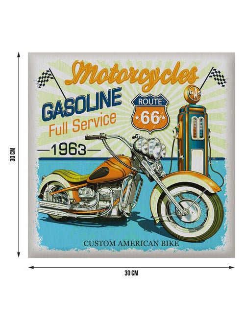 Sticker Vintage moto route 66 avec pompe à essence - 1 planche 30 x 30 cm - Kiabi