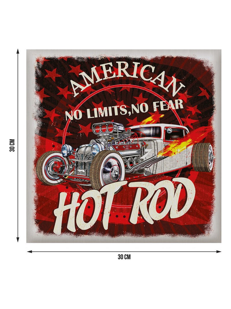 Sticker Vintage Voiture American Hot Rod « Dragster » - 1 planche 30 x 30 cm Multicolore - Kiabi