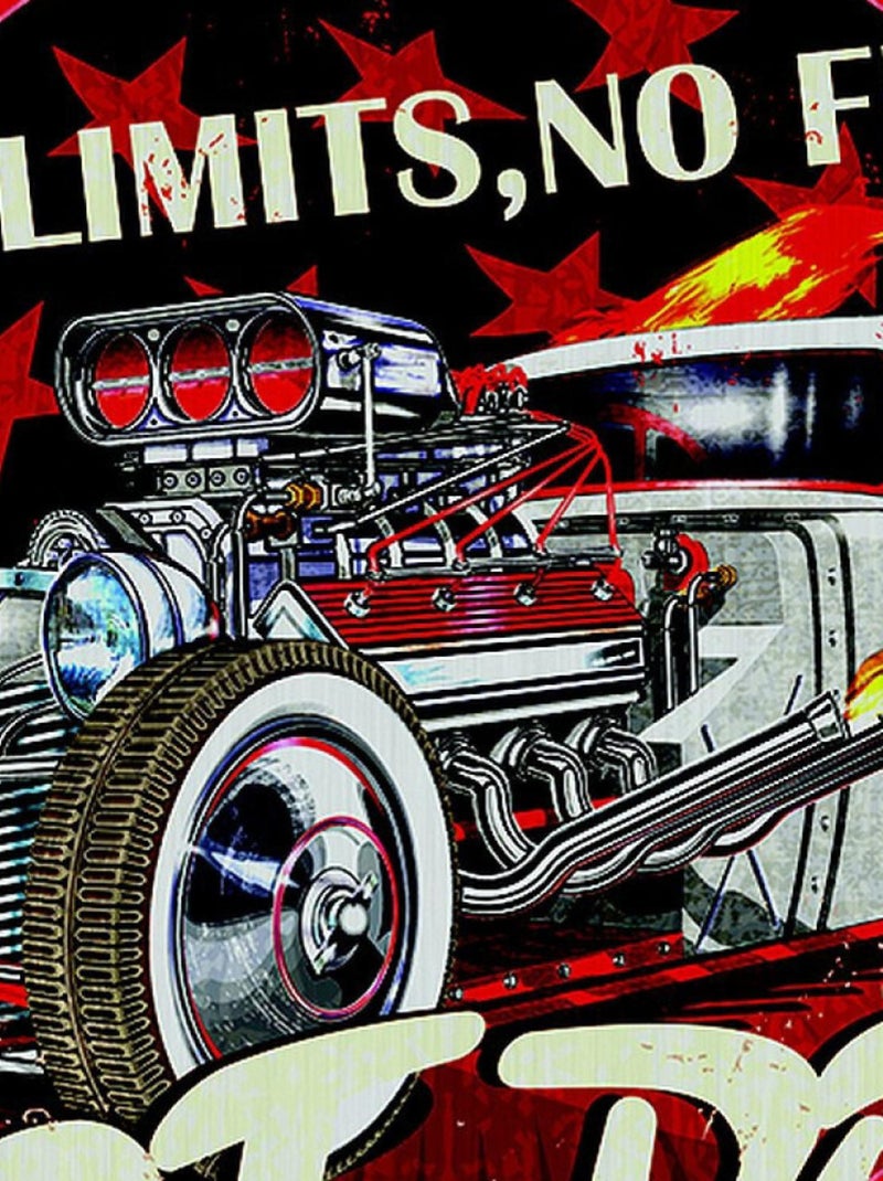 Sticker Vintage Voiture American Hot Rod « Dragster » - 1 planche 30 x 30 cm Multicolore - Kiabi