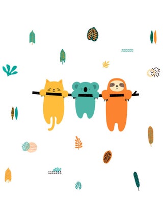 Stickers - 3 Koalas - Jaune - Bleu - Orange - Hauteur 92,71 cm